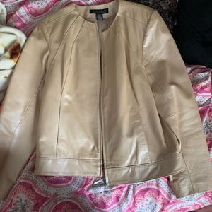 Dialogue faux gold leather jacket